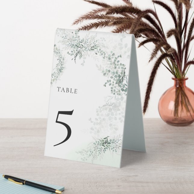 Chic Eucalyptus Botanical Sage Wedding Table Numbe (In SItu (Table))