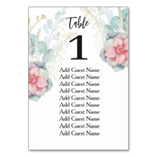 Chic Eucalyptus Floral Wedding Seating Chart Table Number