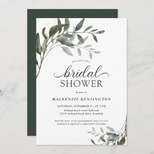 Chic Eucalyptus Greenery Elegant Bridal Shower Invitation