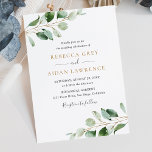 Chic Eucalyptus Greenery Gold Wedding Invitation<br><div class="desc">This simple and elegant Wedding Invitation features beautiful moody watercolor eucalyptus leaf branches & has been paired with a whimsical calligraphy and a classy serif font in gold and grey. To make advanced changes,  please go select "Click to customise further" option under Personalise this template.</div>