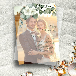 Chic Eucalyptus Greenery Leaves Minimalist Wedding Vellum Invitations