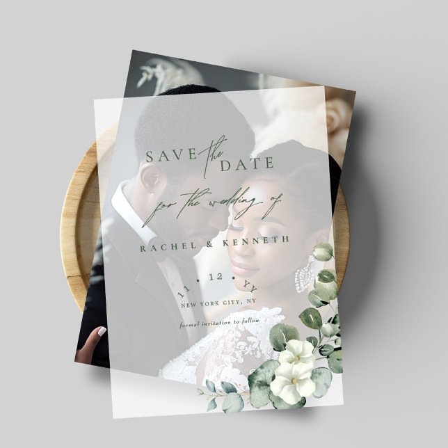 Chic Eucalyptus Greenery Wedding Save the Date Vellum Invitations (Creator Uploaded)