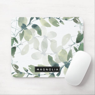 Chic Eucalyptus Monogram Mouse Pad