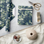 Chic Eucalyptus Pattern Navy Blue Wrapping Paper<br><div class="desc">Chic Eucalyptus Pattern **PLEASE READ BEFORE ORDERING** If you make changes to the shape or size or choose another product and the design is cropped in any way or doesn't look right on the page you will need to use the Live Design Service to have someone adjust the layout for...</div>