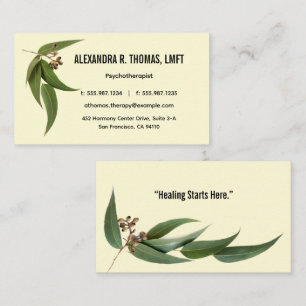 Chic Eucalyptus Psychotherapist Counselor Business Card