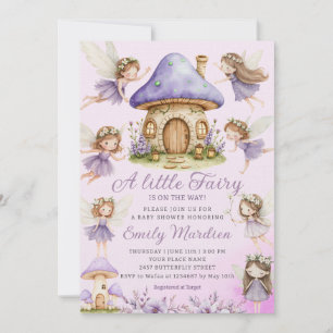  Chic Fairy Purple cute Floral Garden Baby Shower  Invitation