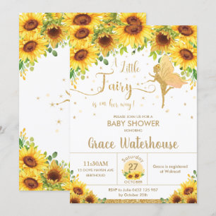 Chic Fairy Sunflower Floral Baby Shower Girl Invitation