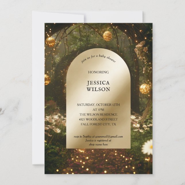 Chic Fairy Tale Enchanted Forest  Baby Shower Invitation (Front)