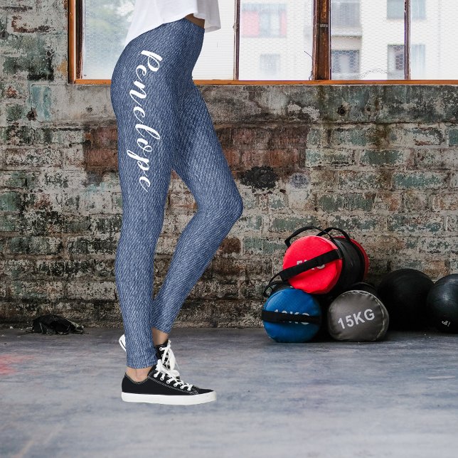 Chic Fake Blue Jeans Script Leggings (Creator Uploaded)