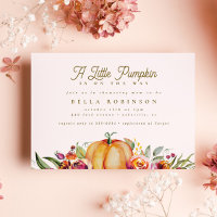Chic Fall Little Pumpkin Roses Gold Baby Shower