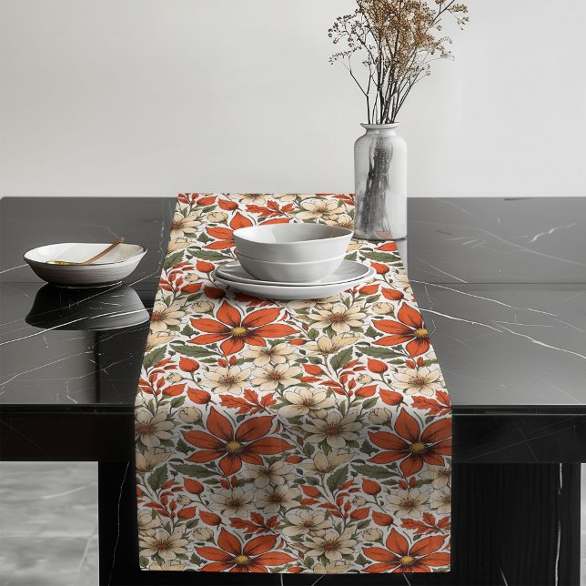 Chic Fall Table Runner with Botanical Blooms (Chic Fall Table Runner with Botanical Blooms)