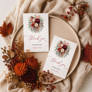 Chic fall terracotta boho floral thank you card te