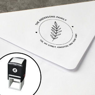 Chic Family Botanical Round Leaf Self-inking Stamp