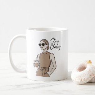 Chic Fashion Girl Stay Classy  Aesthetic Minimal  Coffee Mug