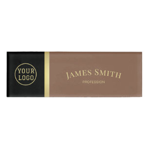 Chic Fashion Trend Colour Russet Brown & Black Log Name Tag