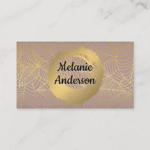Chic Faux Brushed   Gold Foil Leaf Pattern Business Card