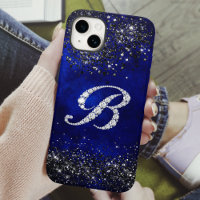 Chic faux Crystal rhinestone letter B royal blue