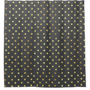 Chic Faux Foil Leaf Gold Dots Grey   Shower Curtain