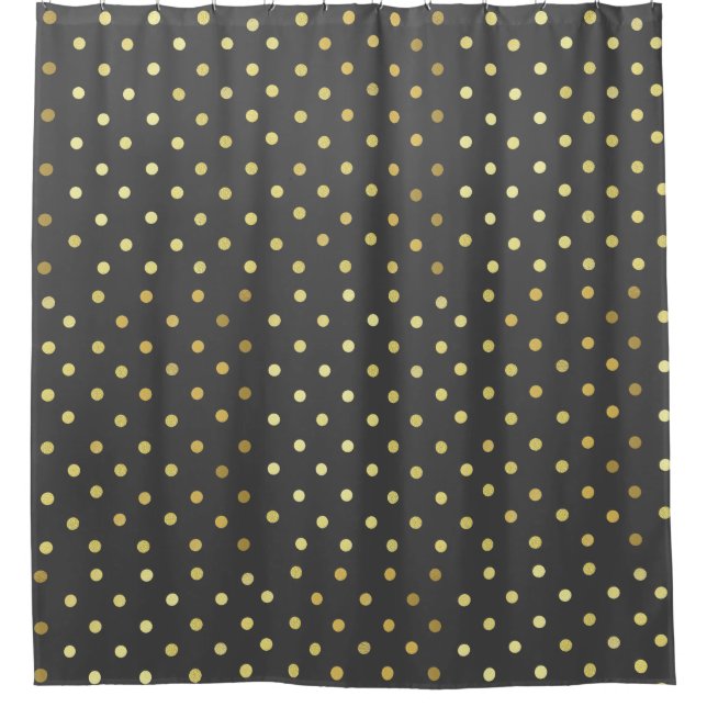 Chic Faux Foil Leaf Gold Dots Grey   Shower Curtain (Front)