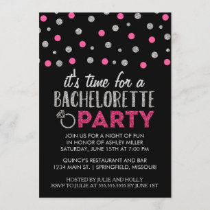 Chic Faux Glitter Bachelorette Party Invitations
