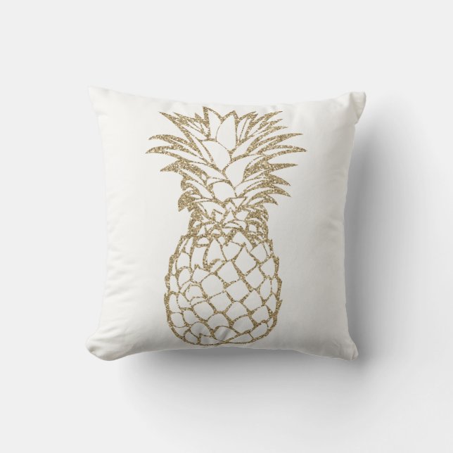 Chic Faux Glitter Pineapple Throw Pillow Cushion (Front)