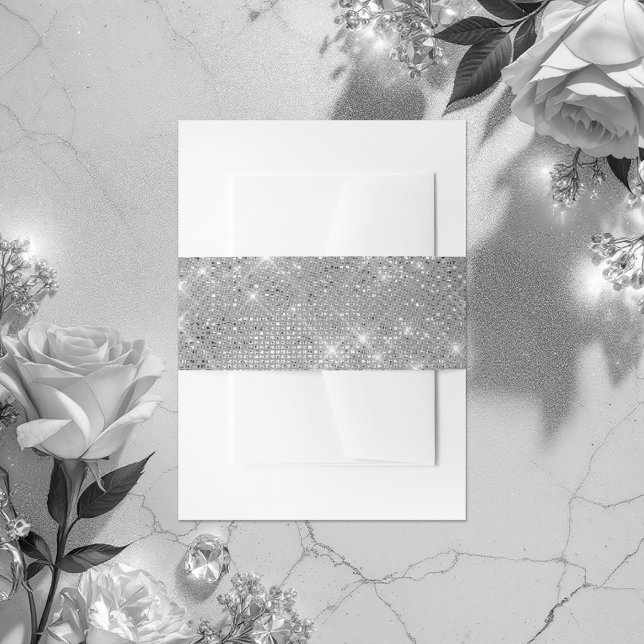 Chic Faux Glitter Sparkling Diamonds Bridal Shower Invitation Belly Band (Chic Faux Glitter Diamonds Margarita Bridal Shower Invitation Belly Band)