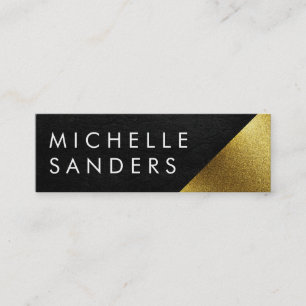 Chic Faux Gold and Leather Geometric Colour Block Mini Business Card