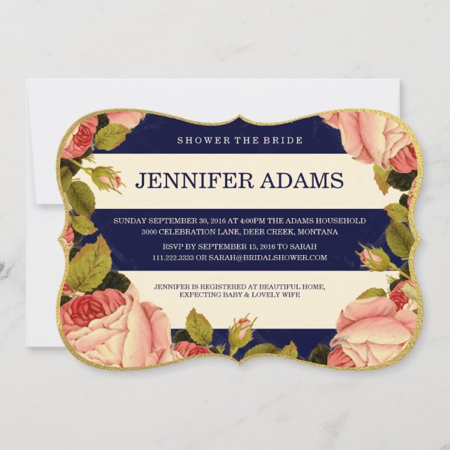 CHIC FAUX GOLD | BOTANICAL BRIDAL SHOWER INVITE (Front)