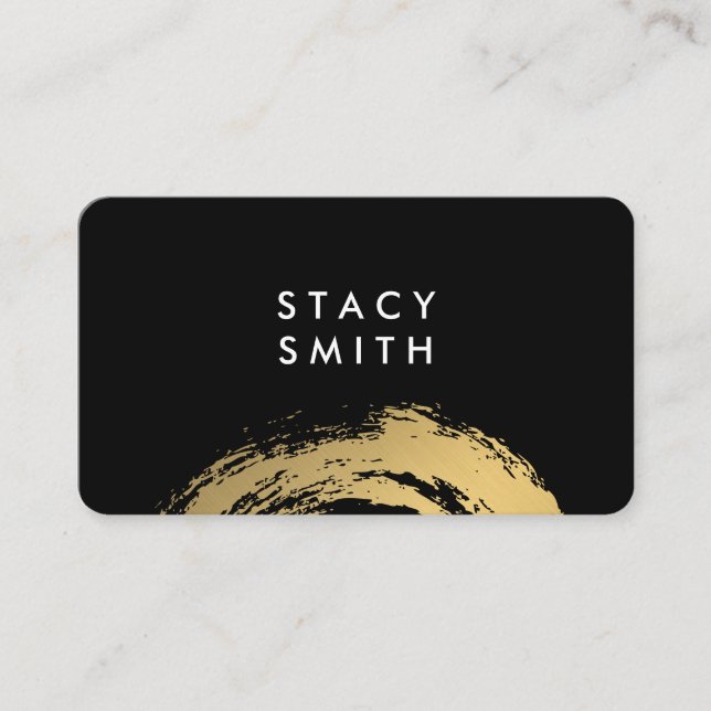 Chic Faux Gold Brushed / (black / white) Business Card (Front)