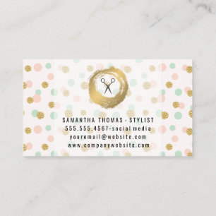 Chic Faux Gold Brushed Glitter Polka Dots Business Card