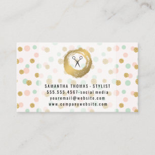 Chic Faux Gold Brushed Glitter Polka Pattern Business Card