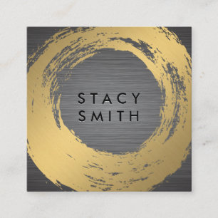 Chic Faux Gold Brushed Metal Brushed Square Business Card