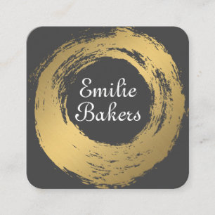 Chic Faux Gold Brushed   Modern Artist Square Business Card