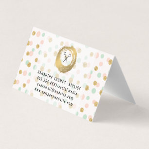 Chic Faux Gold Brushed Polka Dots Glitter Business Card