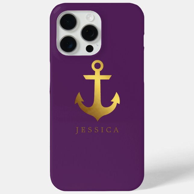 Chic Faux Gold Foil Anchor Case-Mate iPhone Case (Back)