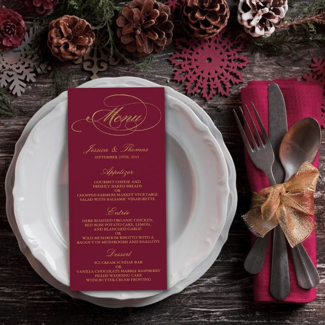 Chic Faux Gold Foil Christmas Menu Template (Creator Uploaded)