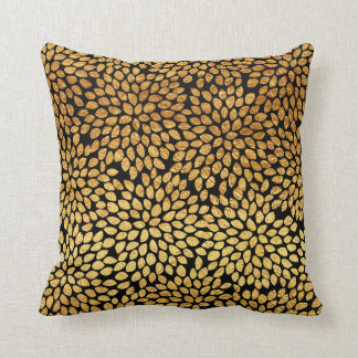 Chic Faux Gold Foil Modern Floral Cushion