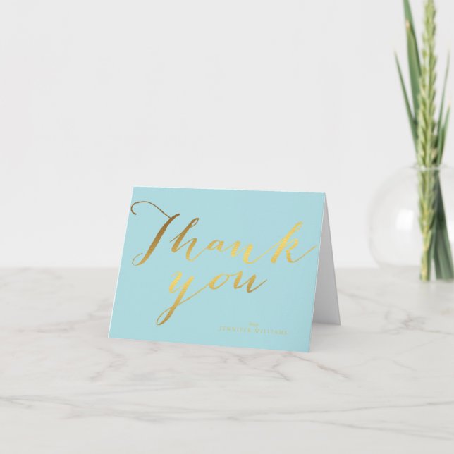Chic Faux Gold Foil Thank You Notes (Front)