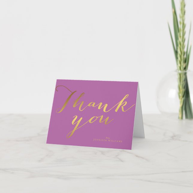 Chic Faux Gold Foil Thank You Notes (Front)