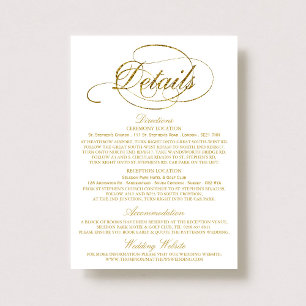 Chic Faux Gold Foil Wedding Detail Template