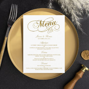 Chic Faux Gold Foil Wedding Menu Template