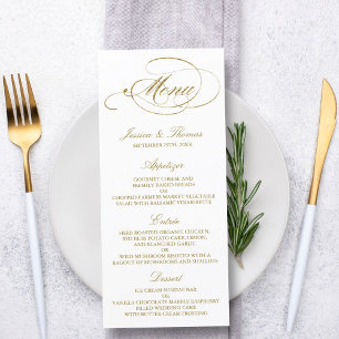 Chic Faux Gold Foil Wedding Menu Template