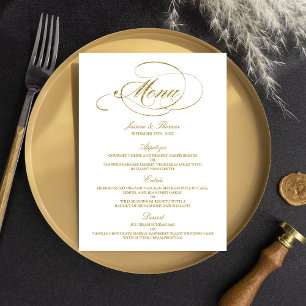 Chic Faux Gold Foil Wedding Menu Template