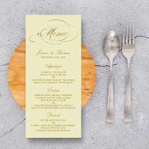 Chic Faux Gold Foil Wedding Menu Template - Ivory