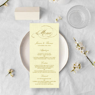 Chic Faux Gold Foil Wedding Menu Template - Ivory