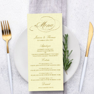 Chic Faux Gold Foil Wedding Menu Template - Ivory