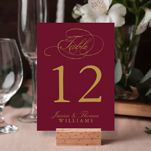 Chic Faux Gold Foil Wedding Table Number Cards