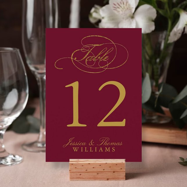 Chic Faux Gold Foil Wedding Table Number Cards (Creator Uploaded)
