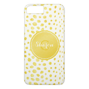 Chic faux gold glitter cheetah print monogram iPhone 8 plus/7 plus case