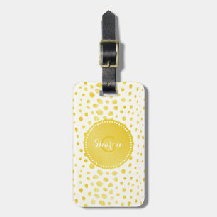 Chic faux gold glitter cheetah print monogram luggage tag